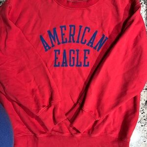 American Eagle sweatshirt, size S, pink/red color, blue writing